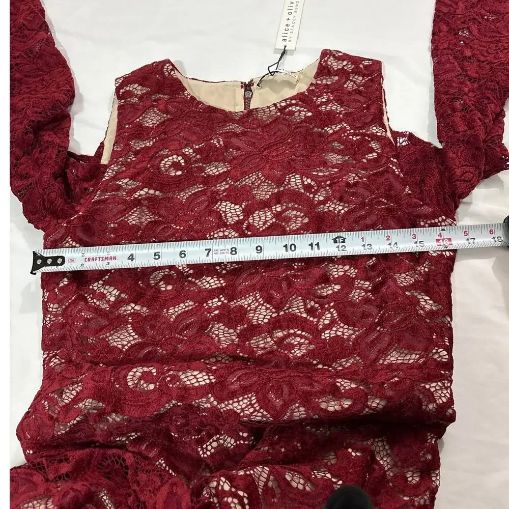 NWT Alice + Olivia Womens 12 Laila Cold Shoulder Floral Lace Sheath Dress Party - Picture 11 of 12